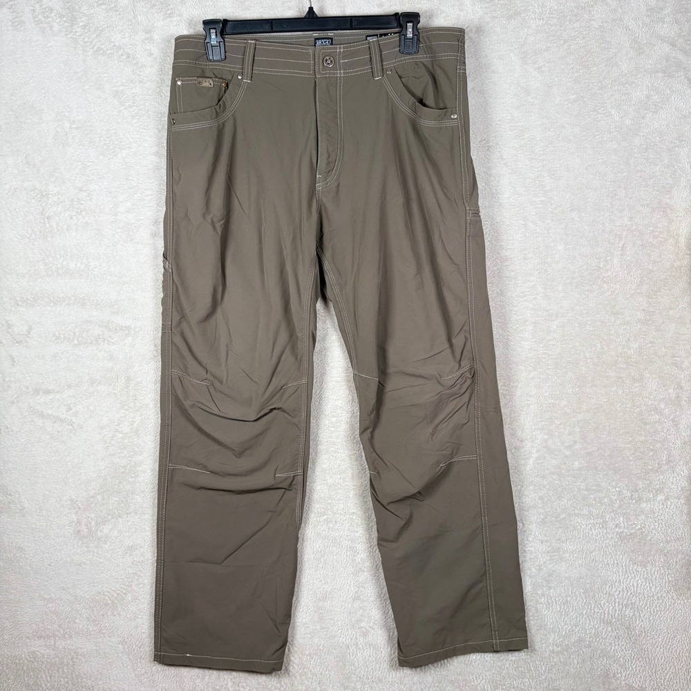 Kühl Deceptr Hiking Pants Mens 38x32 Brown Nylon Spandex Contrast Stitch Utility